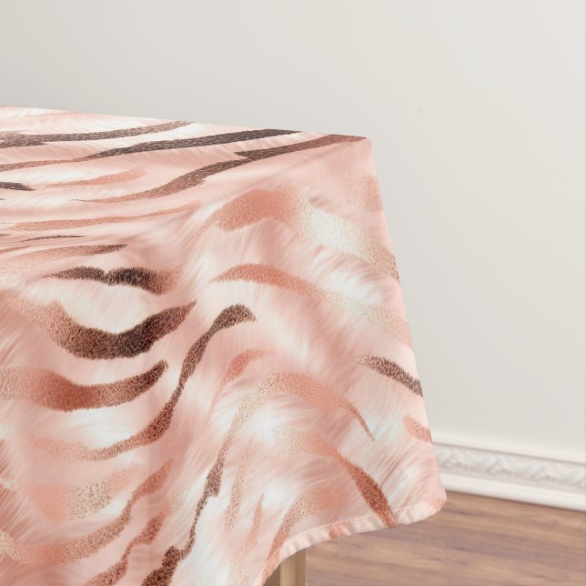 Toalha De Mesa Rosa Zebra de Champanhe Rosa Blush (Posição Original)