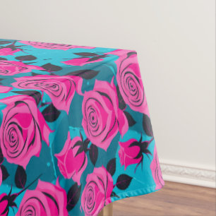Toalha De Mesa Rosas Abstratas Ousadas em Rosa Neon