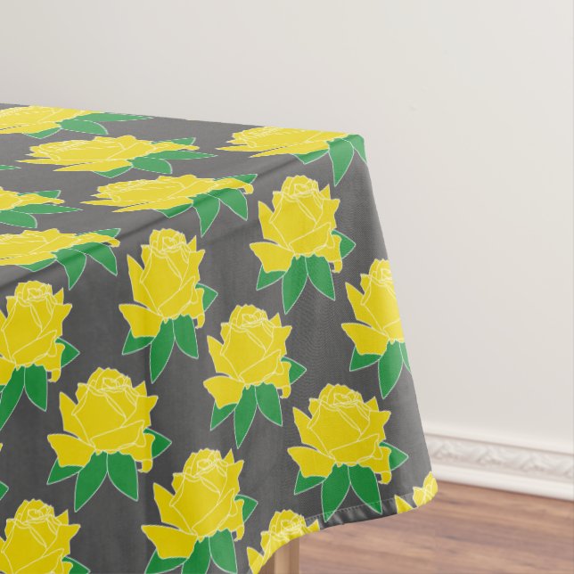 Toalha De Mesa Rosas Amarelas Modernas e Cinzas (Posição Original)