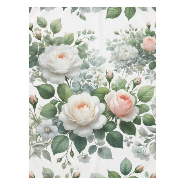 Toalha De Mesa Rosas brancas (Frente)