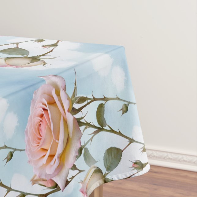 Toalha De Mesa Rosas Delicadas em Tons Pastéis em um Céu Gradient (Posição Original)