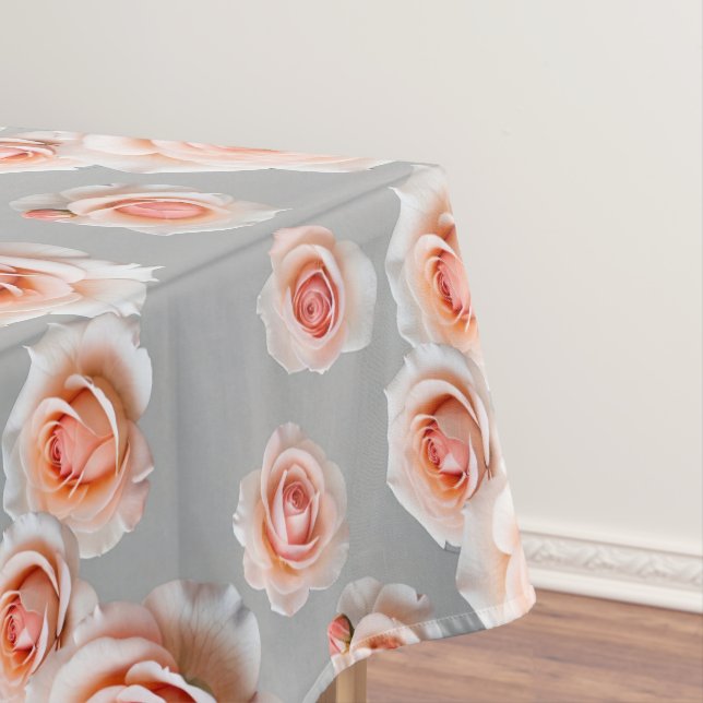 Toalha De Mesa Rosas em tons de pêssego e coral (Posição Original)