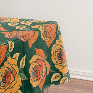 Toalha De Mesa Rosas em várias tonalidades de laranja e amarelo