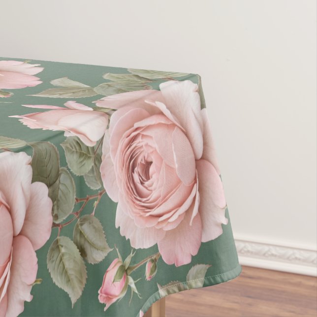 Toalha De Mesa Rosas Inglesas Clássicas em Rosa Corado (Posição Original)