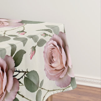 Toalha De Mesa Rosas Inglesas Clássicas em Tons Suaves de Rosa