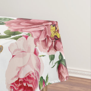 Toalha De Mesa Rosas Inglesas Românticas Elegantes Vintage Rosa