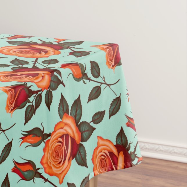Toalha De Mesa Rosas Laranja e Vermelho Vibrantes (Posição Original)
