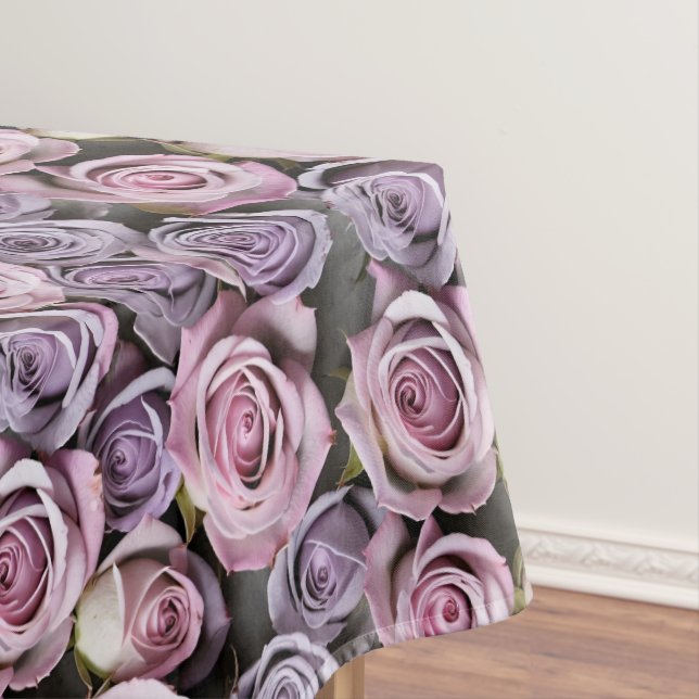 Toalha De Mesa Rosas Lavanda Com Lilás Suave E Rosa (Posição Original)