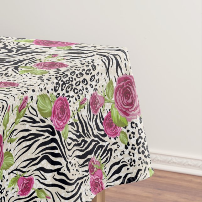 Toalha De Mesa Rosas no teste padrão animal (Posição Original)