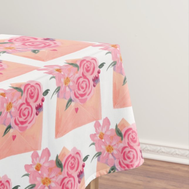 Toalha De Mesa Rosas Nupciais Desenhadas à Mão Texturizadas (Posição Original)