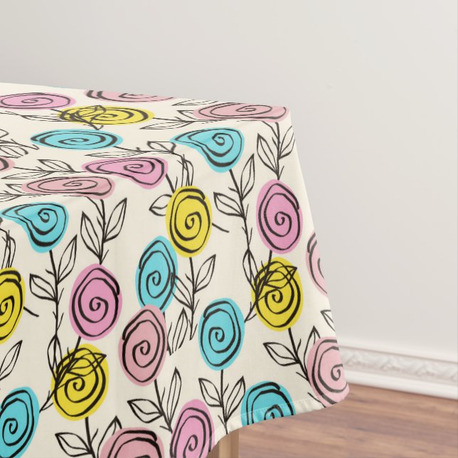 Toalha De Mesa Rosas Pastéis Coloridas (Posição Original)