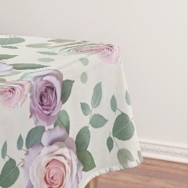 Toalha De Mesa Rosas Pastel em Tons de Lilás Menta e Bege
