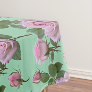 Toalha De Mesa Rosas Rosa Suave Com Destaques Lavanda Sutis