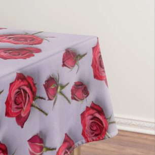 Toalha De Mesa Rosas Vermelhas Luxuriantes Com Pétalas Macias e R