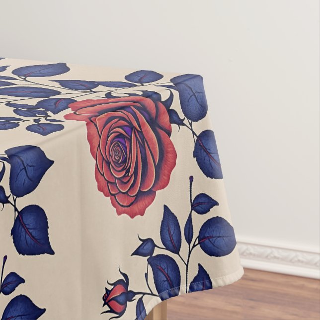 Toalha De Mesa Rosas Vermelhas Pintadas à Mão em Negrito  (Posição Original)