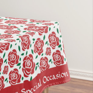 Toalha De Mesa Rosas vermelhas Retroativas em Verde Deixam Person
