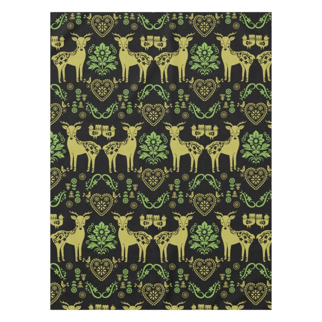 Toalha De Mesa Rosemaling Norueguês Folk Art (Frente)