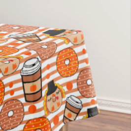 Toalha De Mesa Rosquinhas de Ação de Graças e Café Queda Laranja