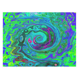 Toalha De Mesa Rotação Abstrato Retro Verde e Azul