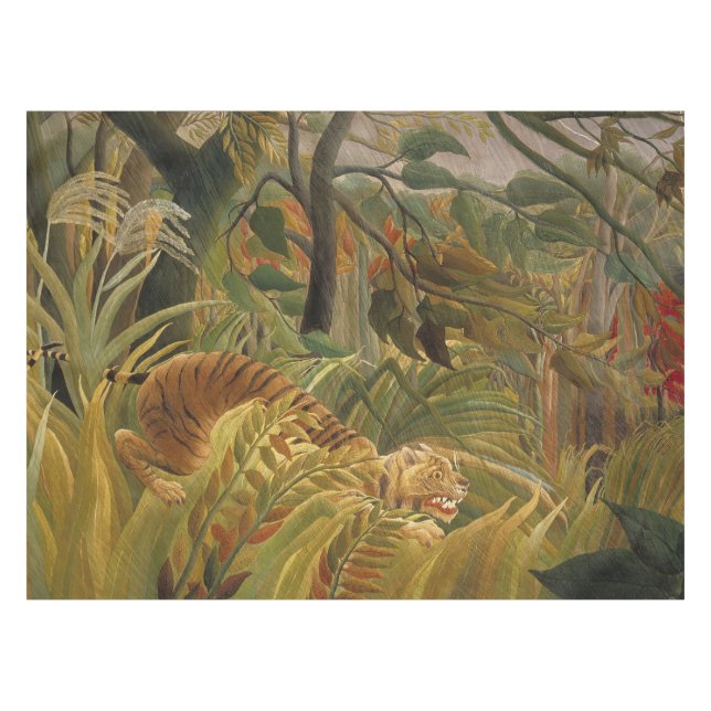 Toalha De Mesa Rousseau Arte Tropical de Tigres (Frente (Horizontal))
