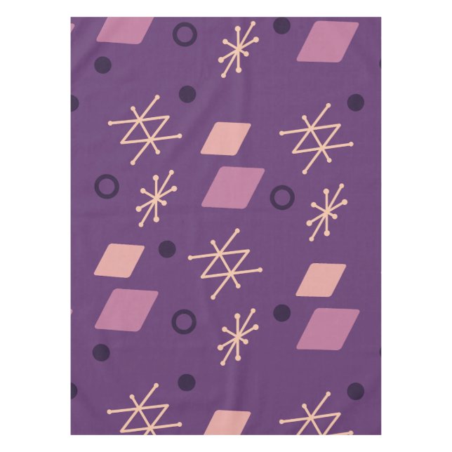 Toalha De Mesa Roxo Abstrato Geométrico dos anos 50 (Frente)
