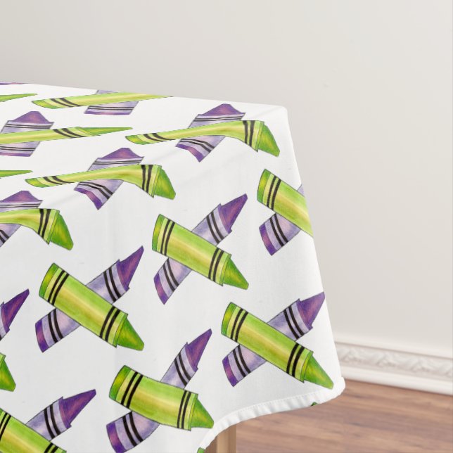 Toalha De Mesa Roxo Verde Abastecimento de Arte Professora (Posição Original)