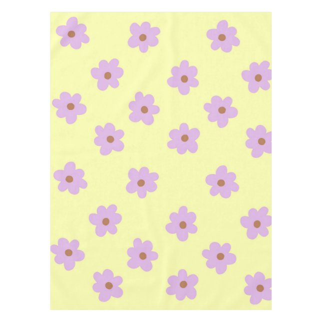 Toalha De Mesa Roxo Whimsso e Floral Amarelo Cheio (Frente)