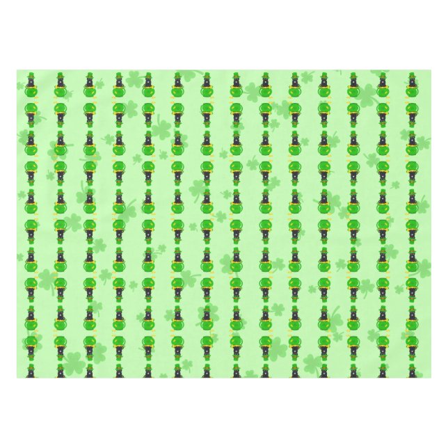 Toalha De Mesa Rua, Pote de Shamrock do Dia de Patrick de Gato Ne (Frente (Horizontal))