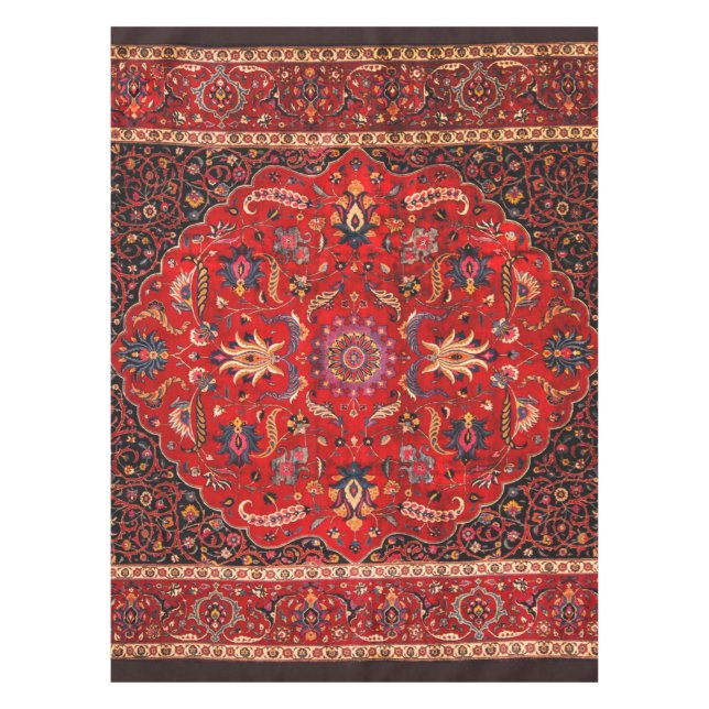 Toalha De Mesa Rug Persa Vermelho de Mashhad (Frente)
