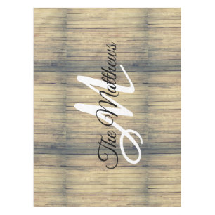 Toalha De Mesa Rustic Oak Cria Seu Próprio Nome Da Família Mono