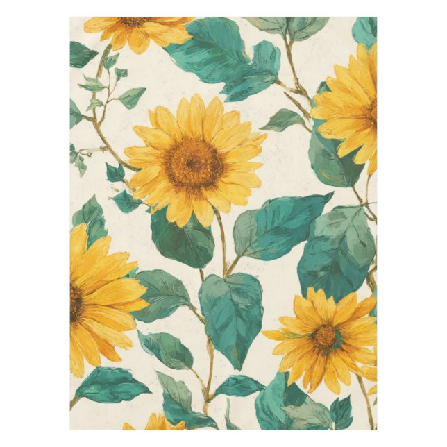 Toalha De Mesa Rustic Sunflower Watercolor Floral Farmhouse (Frente)
