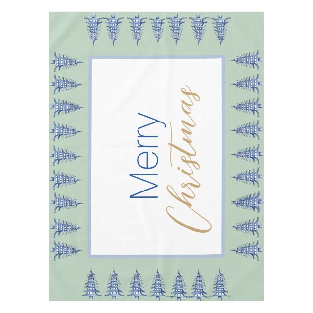 Toalha De Mesa Sage Blue Pagoda Árvore de Natal Tablecloth (Frente)