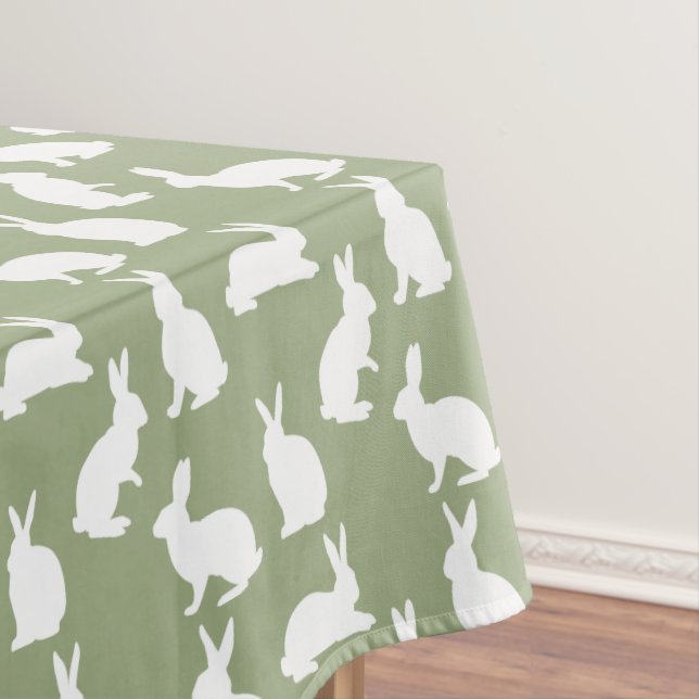 Toalha De Mesa Sage Green And White Bunny Pattern Cute Easter (Posição Original)