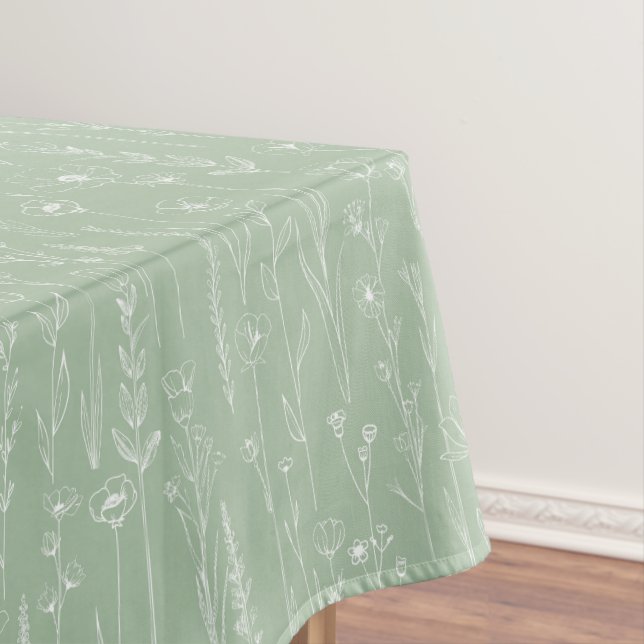 Toalha De Mesa Sage Green Wildflower Baby Shower Tablecloth (Posição Original)