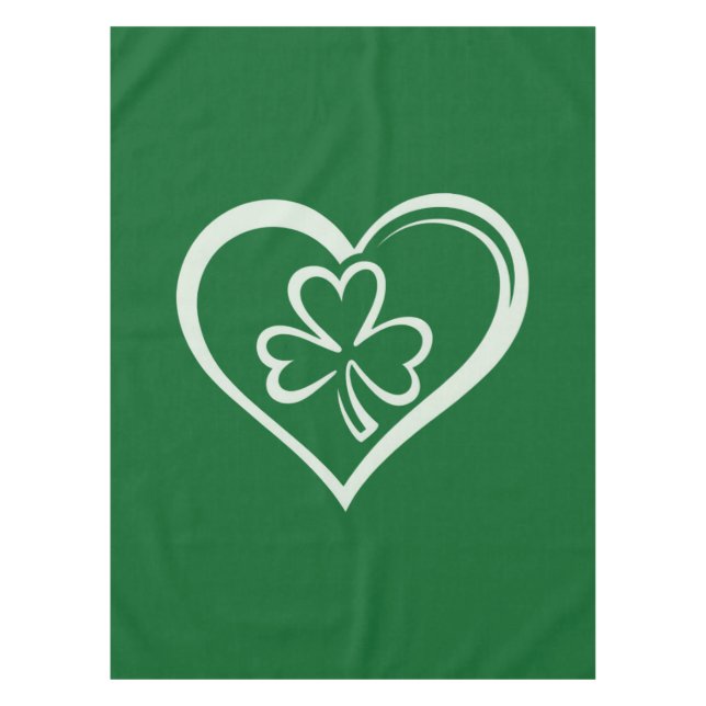 Toalha De Mesa Saint Patrick's Day Engraçado Shamrock Heart Irish (Frente)