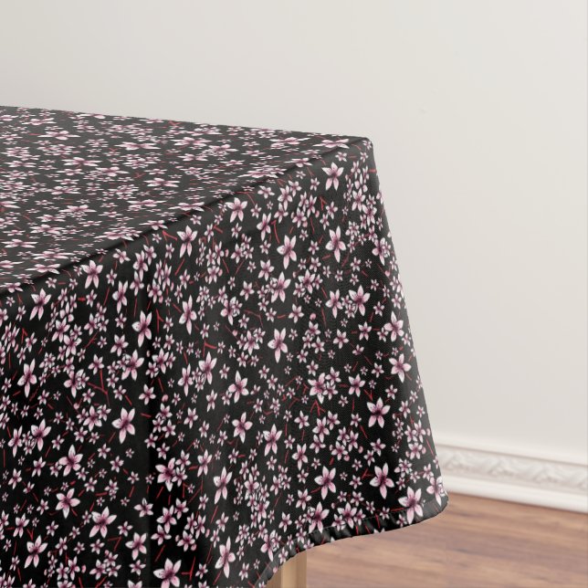Toalha De Mesa Sakura Rosa em Preto (Posição Original)