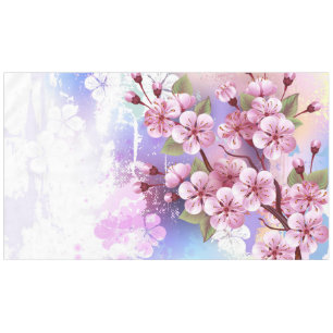 Toalha De Mesa Sakura rosa no fundo da pintura