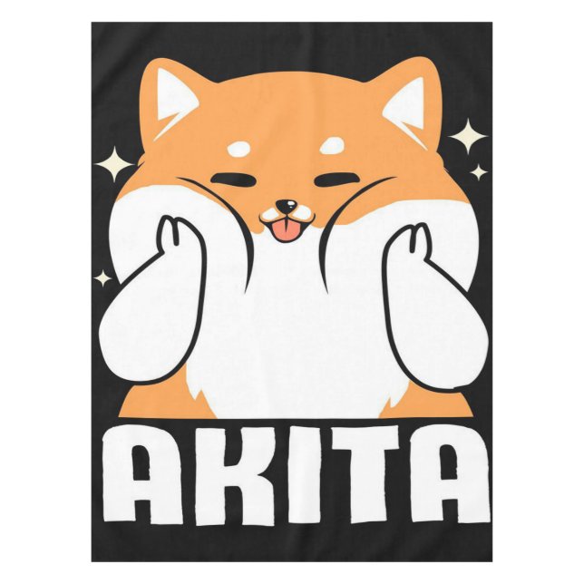 Toalha De Mesa Sala de Vida dos Cachorros Akita Cute | Presente p (Frente)