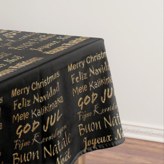 Toalha De Mesa Saudações de Natal com Brilho Dourado em Múltiplos