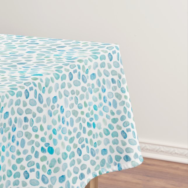 Toalha De Mesa Seaglass Pattern Turquoise Pebble Textura Costeira (Posição Original)