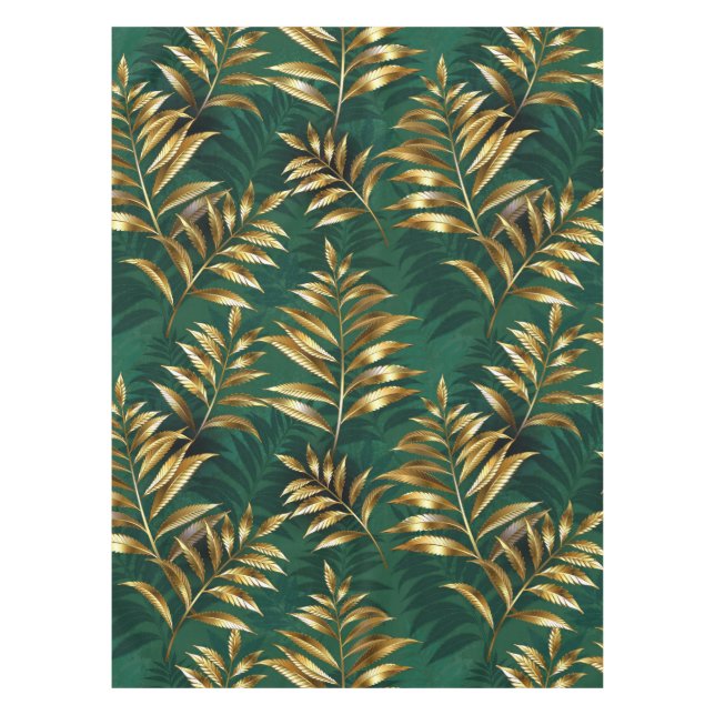 Toalha De Mesa Seamless pattern with golden ferns (Frente)