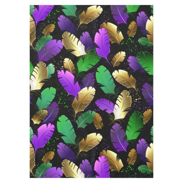 Toalha De Mesa Seamless Pattern with Mardi Gras feathers (Frente)