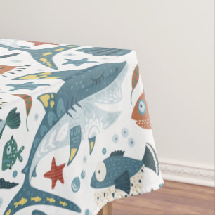 Toalha De Mesa Secorções De Mesa De Pequeno Tubarão Bastante Boni