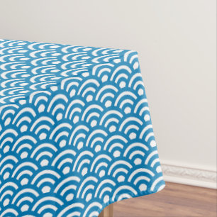 Toalha De Mesa Seigaiha, Ondas, Japonês, Azul e Branco