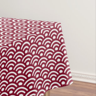 Toalha De Mesa Seigaiha, Ondas, Japonês, Burgundy e Branco