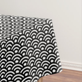 Toalha De Mesa Seigaiha, Ondas, Japonês, Preto e Branco
