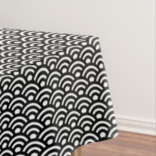 Toalha De Mesa Seigaiha, Ondas, Japonês, Preto e Branco