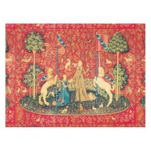 TOALHA DE MESA SENHORA E UNICORN, FLORES FANTASMAS, ANIMAIS, FLOR