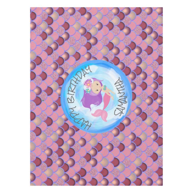 Toalha De Mesa Sereia Mar Roxo (Frente)