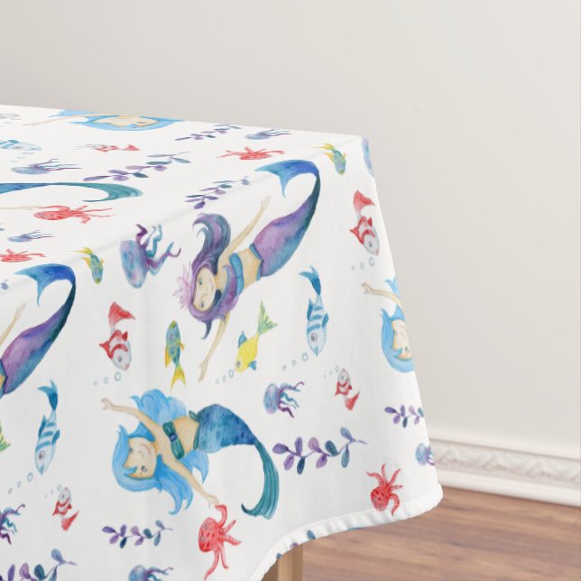 Toalha De Mesa Sereias Cutas Sob O Mar (Posição Original)